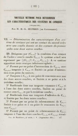 Nouvelle méthode pour déterminer les caractéristiques des systémes de coniques.