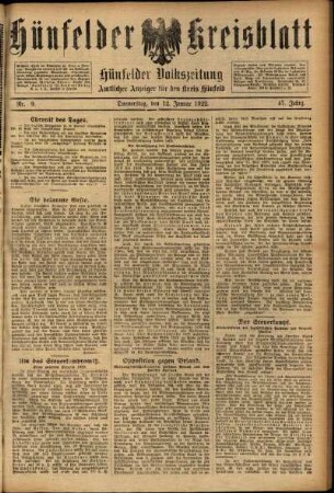 Ausgabe vom Donnerstag, den 12. Januar 1922.