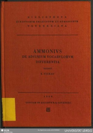 Ammonii qvi dicitvr Liber de adfinivm vocabvlorvm differentia