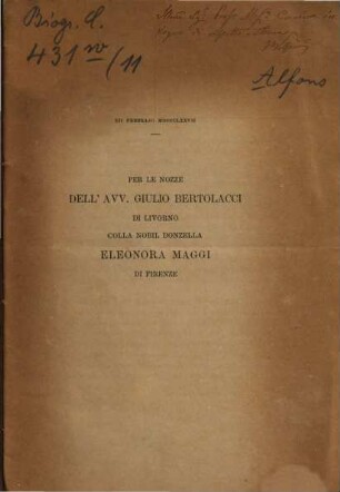 Tre lettere (1569-1577) : (Ed.: Pietro Volpini). (Nozze Bertolacci-Maggi)