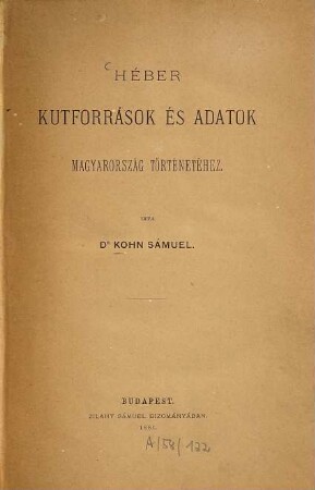 Héber kutforrások és adatok Magyarország történetéhez