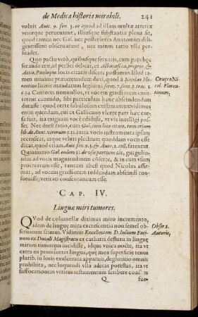 Cap. IV. Linguæ miri tumores.