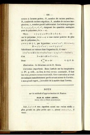 Note sur la méthode d´approximation de Newton.