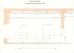 Gärtner, Friedrich von; Athen (Griechenland); Königliche Residenz (Athener Schloss) - Arbeitszimmer (Längsschnitt)