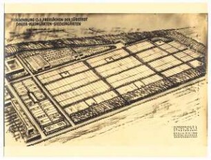 Gartenanlagen Südstadt, Hindenburg: Freiflächen der Südstadt, Dauerkleingärten, Siedlergärten: Perspektivische Ansicht
