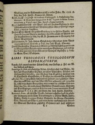 Libri Theologici Theologorum Reformatorum.