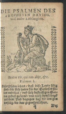 Die Psalmen Des Propheten Davids. und ander Lobsanghen.