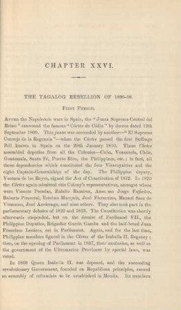 Chapter XXVI. The Tagálog rebellion of 1896-98. First period