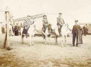 Reyjkjavik/ Island: Touristen posieren auf Ponys