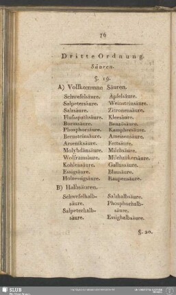 Dritte Ordnung. Säuren