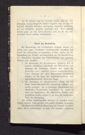 Zweck der Berieselung.