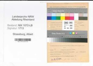 Entnazifizierung Albert Strassburg , geb. 11.09.1899 (Beamter)