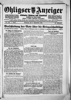 Ohligser Anzeiger : Ohligser Zeitung und Tageblatt ; einzige in Ohligs erscheinende Tageszeitung