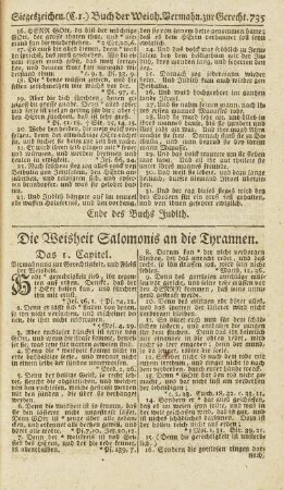 Die Weisheit Salomonis an die Tyrannen.
