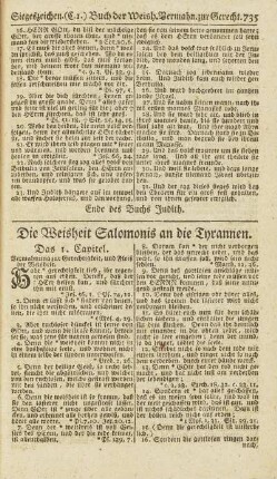 Die Weisheit Salomonis an die Tyrannen.