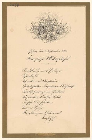 Menükarte : Königliche Mittagstafel