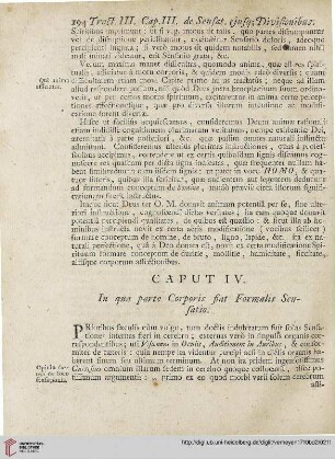 Caput IV: In qua parte Corporis fiat Formalis Sensatio