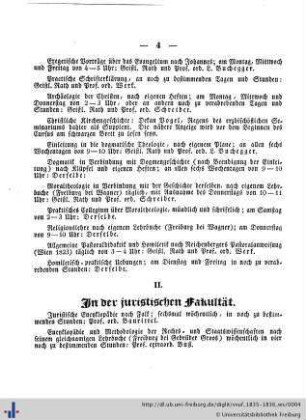 II. In der juristischen Fakultät.
