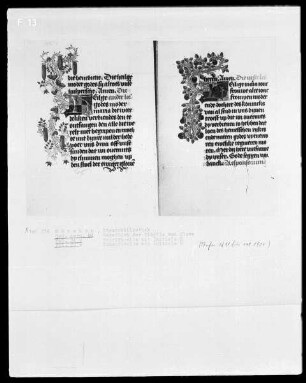 Gebetbuch der Prinzessin Sibylla von Kleve — Initiale H mit anschließender Ranke, Folio 23verso