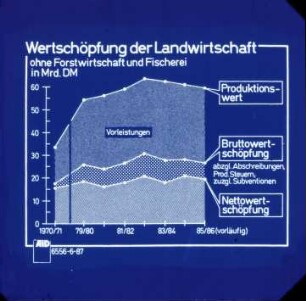 Wertschöpfung der Landwirtschaft ohne Forstwirtschaft und Fischerei in Mrd. DM