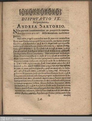 Disputatio IX. Respondente Andrea Sartorio