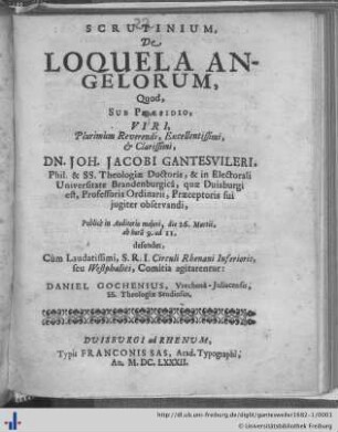 [Pars 1]: Scrutinium, De Loquela Angelorum