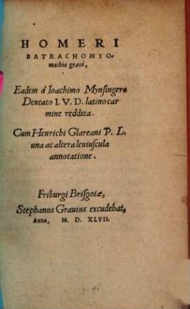 Homeri Batrachomyomachia