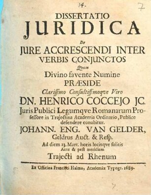 Dissertatio Juridica De Jure Accrescendi Inter Verbis Conjunctos