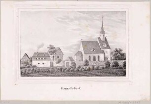 Die Kirche in Conradsdorf (Halsbrücke) in Mittelsachesn, aus Sachsens Kirchen-Galerie von Hermann Schmidt, 1838, Bd. 2