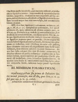 III. Membrum Porismaticum.