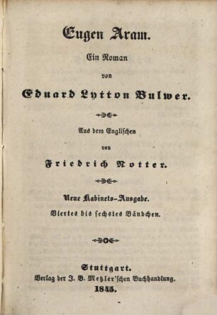 Eugen Aram : ein Roman, 4. - 6. Bändchen