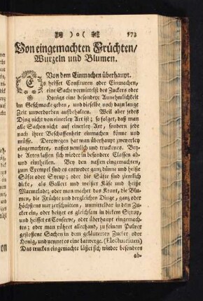 Von eingemachten Früchten, Wurzeln und Blumen.