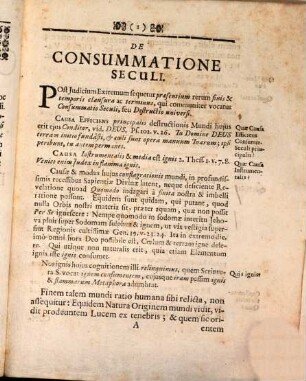 Disp. ... de consummatione seculi