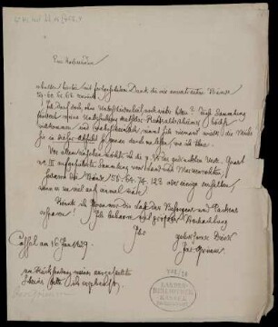 Brief von Jacob Grimm an Ignaz Theodor Liborius Meyer