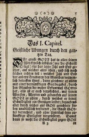 Das I. Capitel. Geistliche Ubungen durch den gantzen Tag.