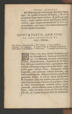 Quintae Partis, Quae Ethica Sive Monastica Dicitur, Divisio.