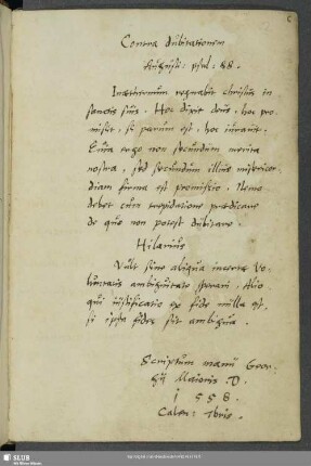 Eintrag Georg Maiors, dat. 01.09.1558