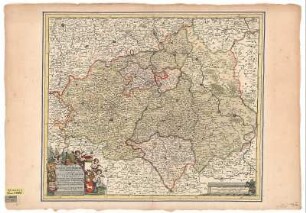 Witt, Fr. de: Karte von Sachsen, Thüringen u. Sachsen-Anhalt, ca. 1:600 000, Kupferstich, nach 1680 : Circuli Saxoniae Superioris Pars Meridionalis : in qua sunt Ducatus Saxoniae, Comitatus Mansfeldiae, et Voitlandiae, Landgraviat Thuringiae, Marchionatus Misniae, Principatus Anhaltinus, et Episcopatus Hallensis / Autore F. de Wit. - [Verbesserte Ausg.]. - [Ca. 1:600 000]. - [Amsterdam] , [nach 1680]. - 1 Kt. : kolor. Kupferst. ; 55 x 47 cm
