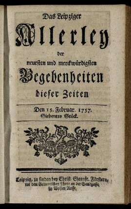 Den 15. Februar 1757. Siebentes Stück.