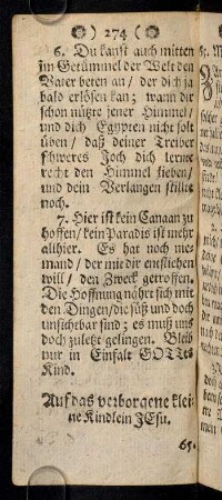 274-285, 65. Auf das verborgene kleine Kindlein ...; ...