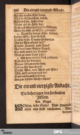 Die ein und viertzigste Andacht. Sie behertzigen den sterbenden JEsum.