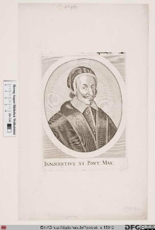 Bildnis Papst Innozenz XI. (Benedetto Odescalchi) (reg. 21. 9. 1676 - 12. 8. 1689)