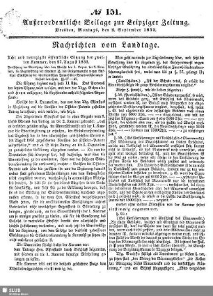1833,Sept./Dez.: Mittheilungen über die Verhandlungen des Landtags im Königreiche Sachsen