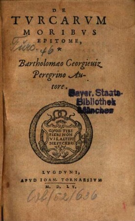 De Turcarum moribus epitome