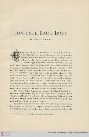 Auguste Baud-Bovy in seinen Briefen