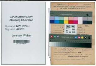 Entnazifizierung Walter Janssen , geb. 09.11.1900 (Werkmeister)