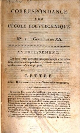 Correspondance sur l'école polytechnique
