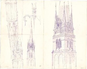 Schmidt, Heinrich von; München; St. Maximilian - Turmspitze (Teilgrundriss, Ansichten, Perspektiven)