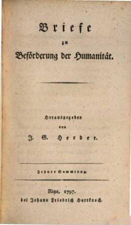 Briefe zur Beförderung der Humanität, Zehnte Sammlung