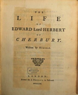 The life of Edward Lord Herbert ...